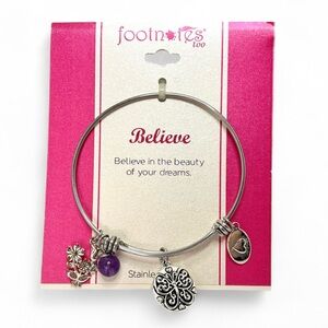 Y2K Footnotes Too Charm Bracelet Stainless Steel Believe Bangle Jewelry